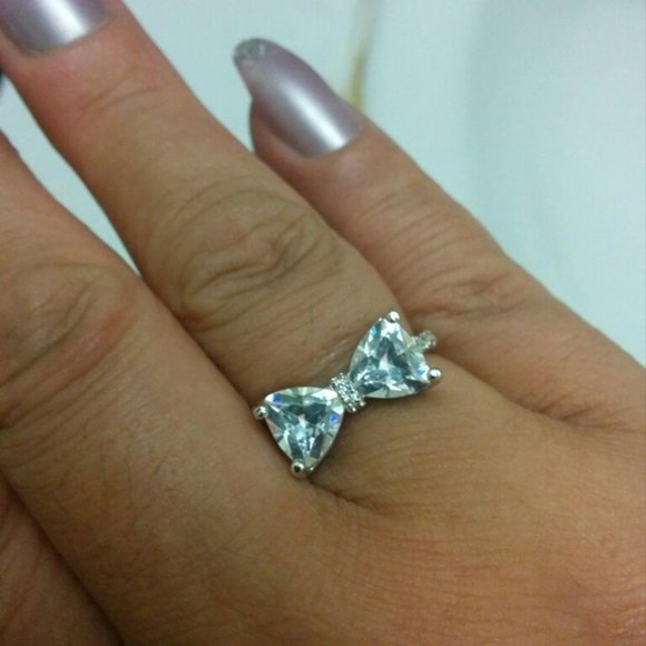 1 day SALE! 925 Sterling White Sapphire Bow Ring🌹 - Picture 6 of 14